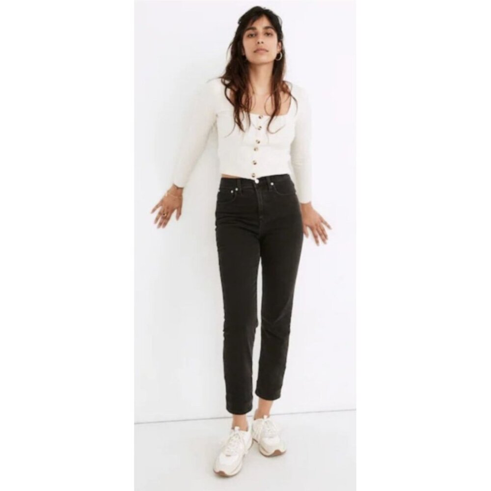 Madewell Women's 26 Black Classic Straight Jeans in Lunar Wash High Rise Denim